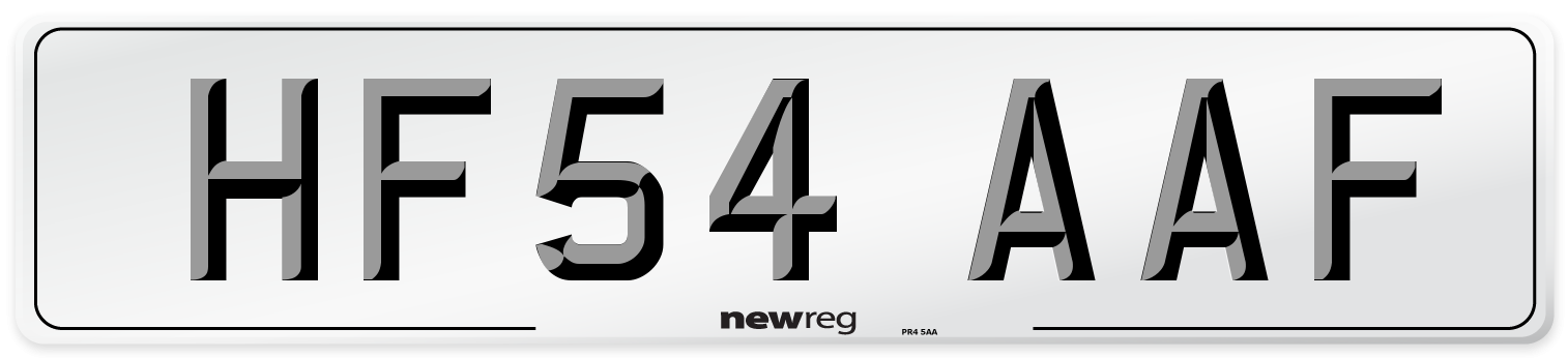 HF54 AAF Number Plate from New Reg